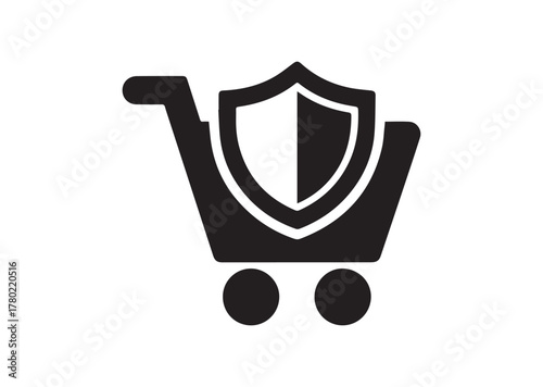 Shopping security icon, Shopping security solid vector
