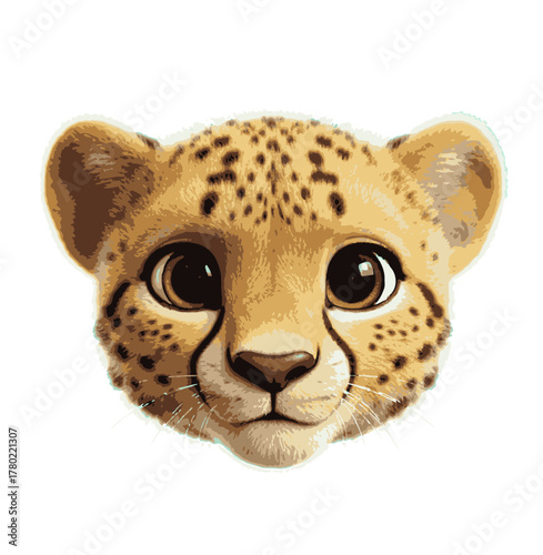 Adorable Cheetah Face Illustration with Playful Spot Details