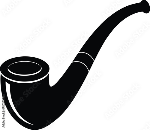 Black silhouette of a curved smoking pipe on a white background 2