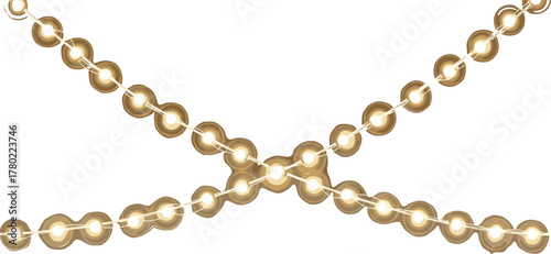 String lights vector, decorative bulb pattern, warm glow design, festive ambiance, crisscross layout, black background, cozy lighting illustration