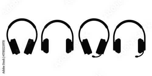 Headphone icon set. Headphone and earphone symbols