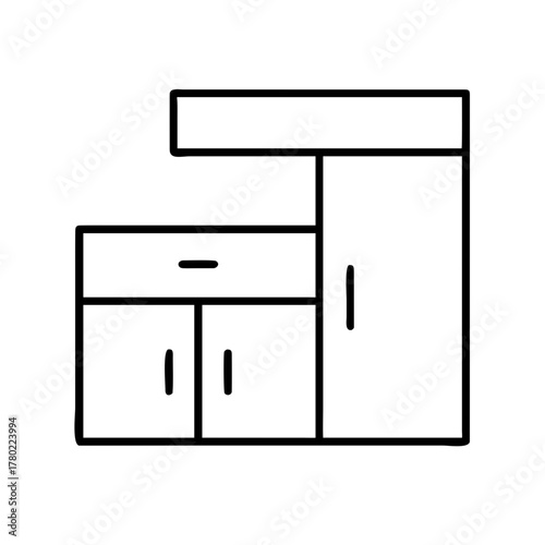 Modern kitchen cabinet with refrigerator for storage