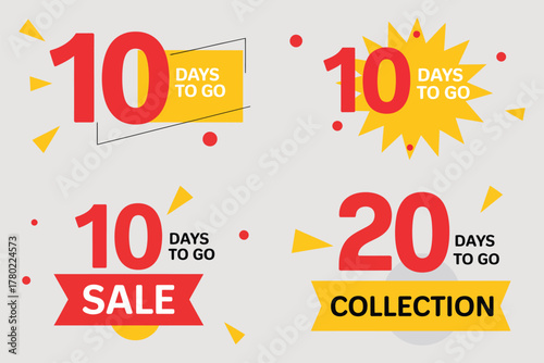10 days to go countdown timer collection last chance offer badges and promotional sale stickers perfect for marketing banners and landing page design