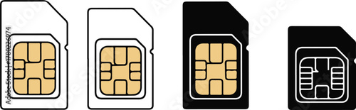 Collection of SIM Card Icons in Different Sizes and Colors