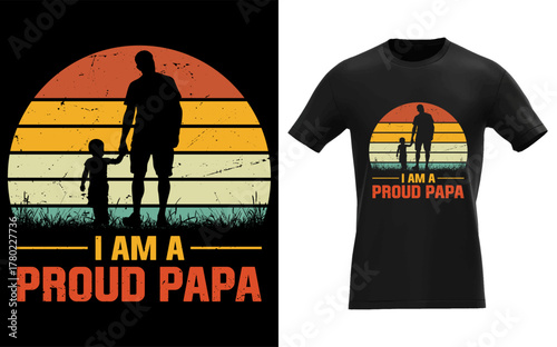 Proud papa father s day funny text design for dad gifts