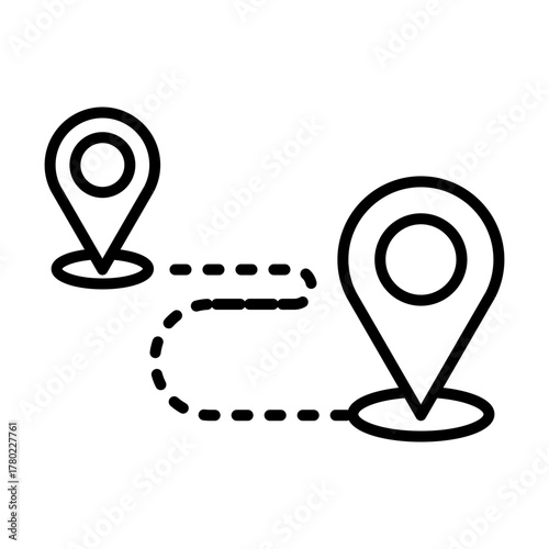 Travel, education and a teacher with students on school field trip, Location pin map line icon set