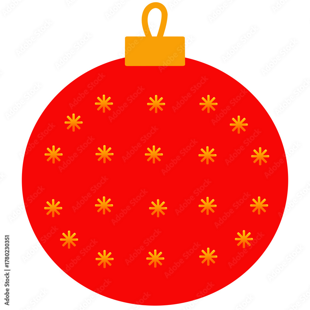 Fototapeta premium Red Christmas Ornament with Golden Star Pattern