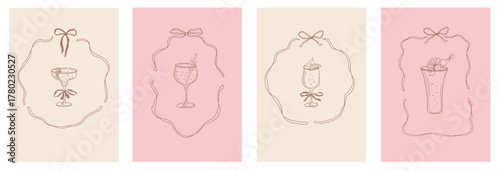 Elegant hand-drawn frames inspired by cocktail themes. Perfect for party invitations, posters, or holiday decor.