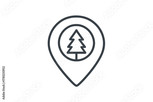 Free Download Map pointer outlining tree icon indicating forest park nature location on a transparent background - GFXLoad