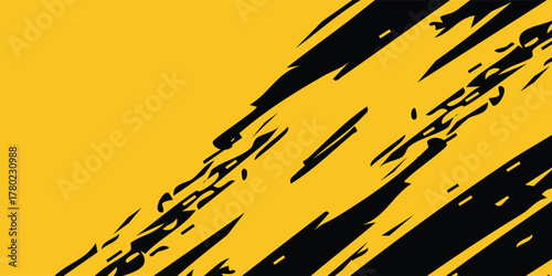 Yellow and black backdrop with dot halftone pattern element. Abstract brush grunge background. retro comic concept eps10