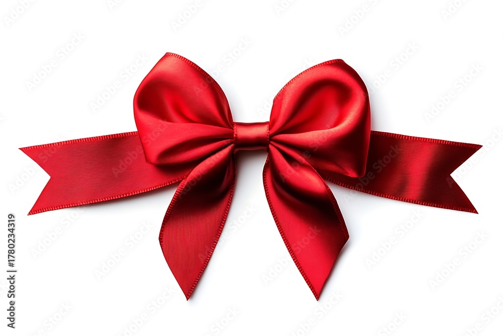 Fototapeta premium Decorative red bow isolated on transparent background