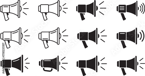 Collection of megaphone icons for announcements