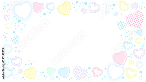 配信画面向け・ぷにぷにしたハートのパステルカラーフレーム（透過素材）