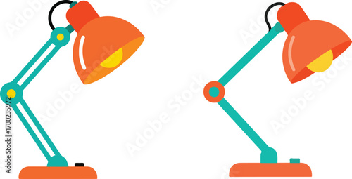 Two colorful desk lamps, vector illustration