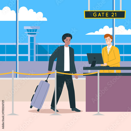 Airport Check-In Illustration