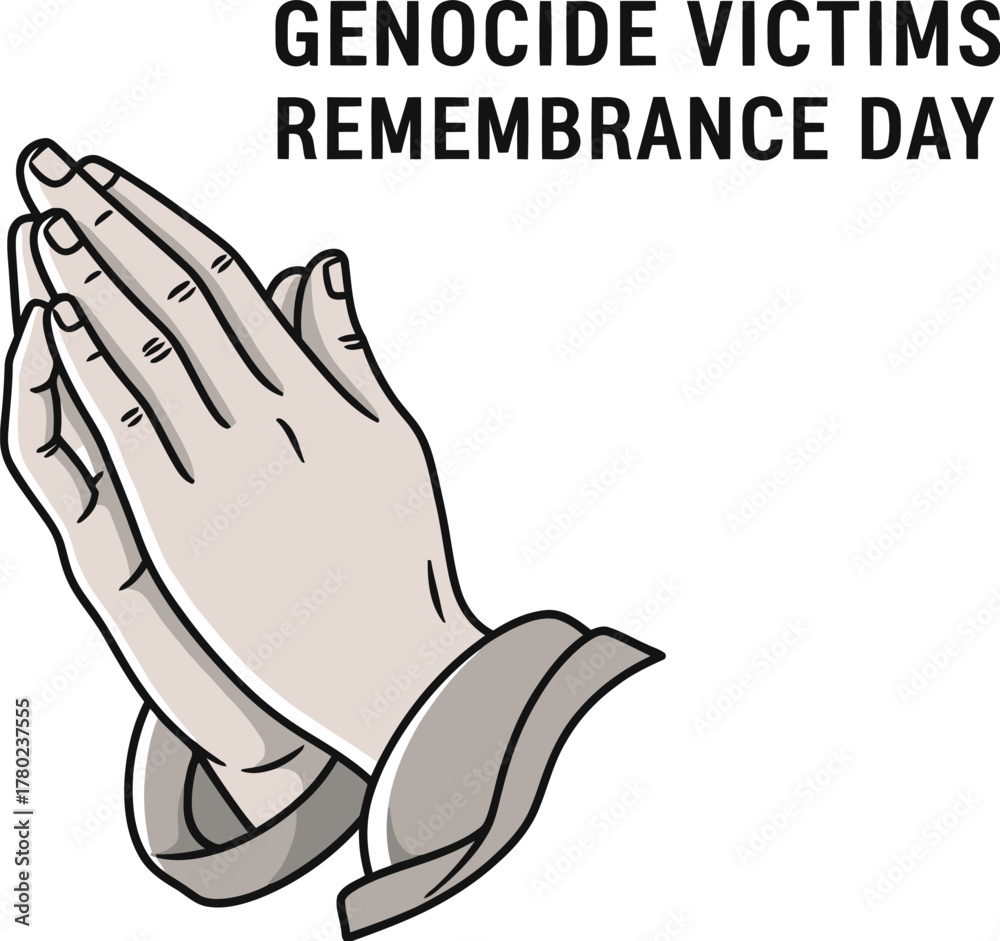 Naklejka premium Praying hands for Genocide Victims Remembrance Day