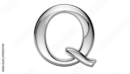 A 3D metallic silver letter 