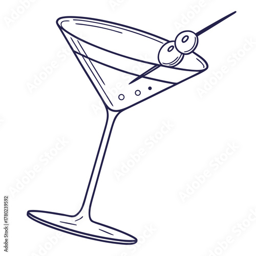 martini glass with olives vector
