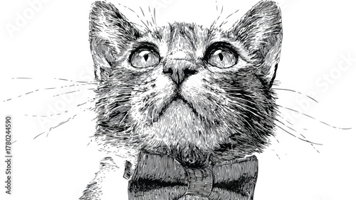 Stylish Cat with Bow Tie Vector Illustration for Creative Projects