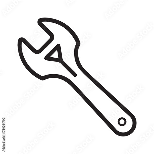 Modern wrench icon, outline design style isolated on white background
