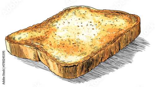 Crispy Toasted Bread Illustration on White Background Vector