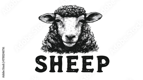 Double Exposure of a Sheep with the Words Sheep on the Front - Creative Concept