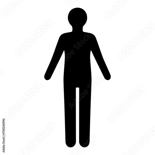 Simple silhouette of a person standing a flat vector icon for user interface design isolated on white background