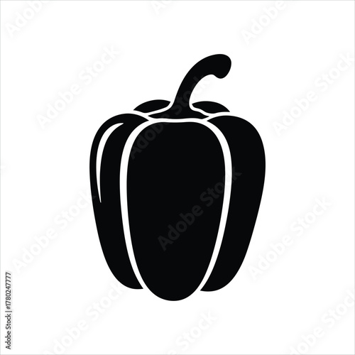 Black Silhouette of a Bell Pepper A Simple and Stylish Vegetable Icon