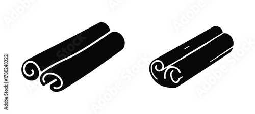 Illustrative Silhouette of Cinnamon Sticks Aromatic Spice for Cooking and Baking