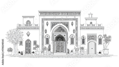 Elegant Traditional Moroccan Arabic Style Building and House Exterior Design