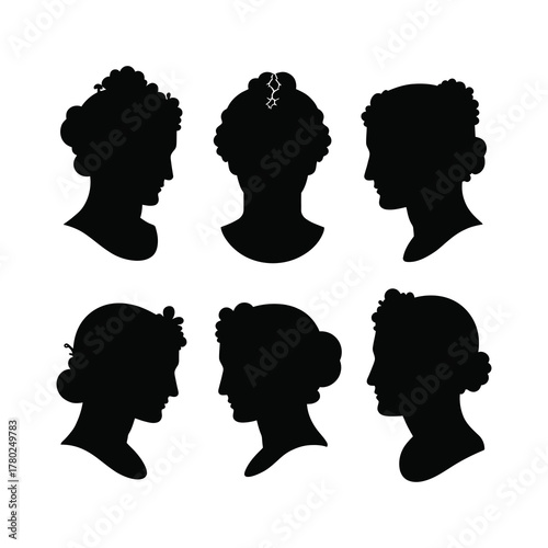 A set of Broken Statue Head Silhouette.