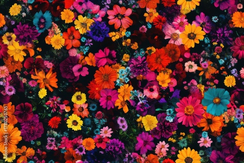 A Vibrant Floral Explosion of Colors: A Stunning Display of Nature's Beauty in Full Bloom