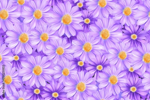 Vibrant Display of Purple Daisies Creating a Captivating Floral Pattern Background