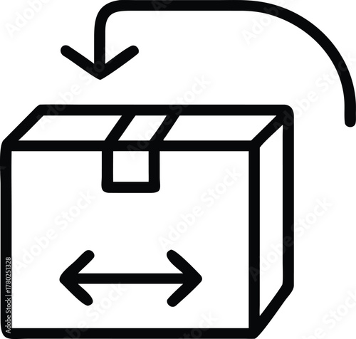 Icon representing a package being returned or sent back