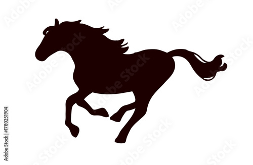 走る馬のシルエットイラスト素材