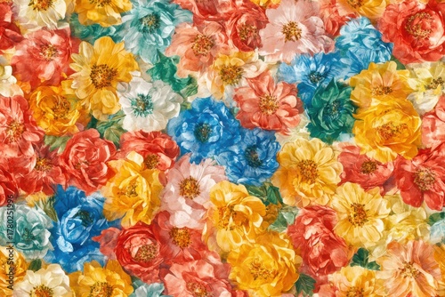 Vibrant Floral Pattern with a Beautiful Array of Multicolored Blooms Capturing Nature's Splendor
