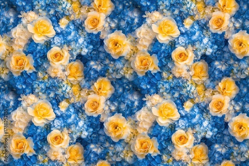 Vibrant Yellow and Blue Floral Pattern