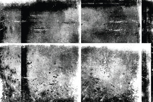 Black and white grungy abstract background. Grungy frame. Vector illustration
