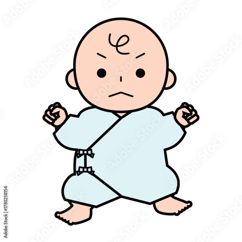 肌着を着た怒っている赤ちゃん