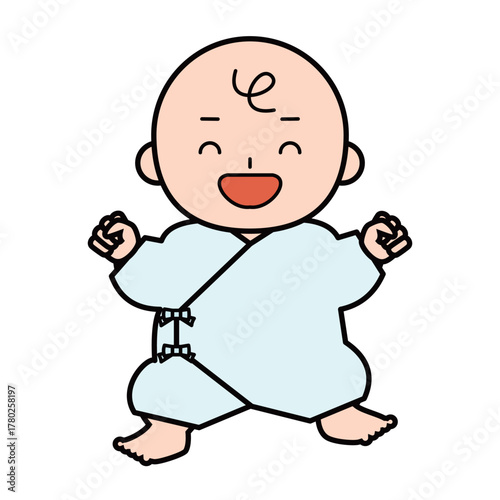 肌着を着た笑顔の赤ちゃん