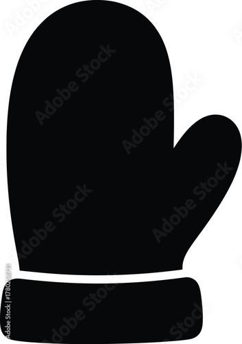 Simple black silhouette of a winter mitten icon