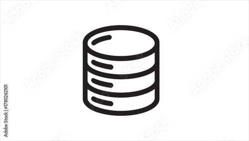 Modern data center storage server icon with network and cloud elements