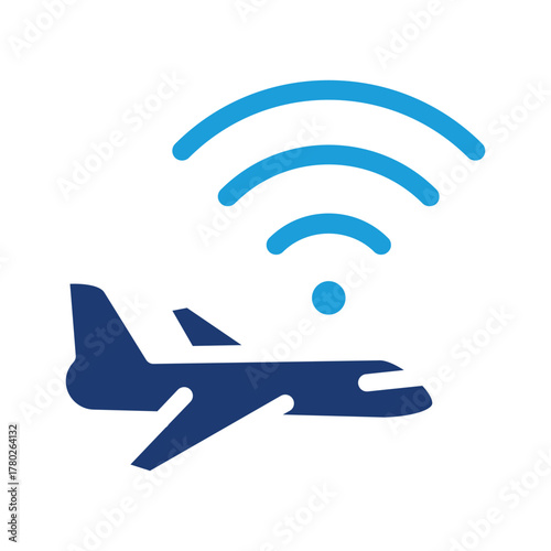 airplane and wifi colored icon vector design good for web or mobile app