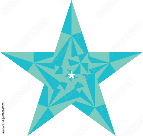 Abstract Blue Geometric Star with White Star Center Decoration Design
