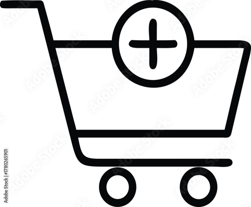 Modern shopping cart icon for e commerce and online stores