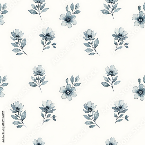 Watercolor floral pattern of hand-painted wildflowers and sprawling leaves tied with a sheer ribbon on a bright white silk background, created for wallpaper and fabric, illuminated with diffused	