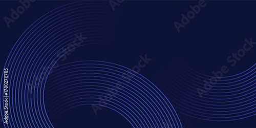 Abstract blue glowing geometric lines on dark blue background. Modern shiny blue circle lines pattern. Futuristic technology concept eps10