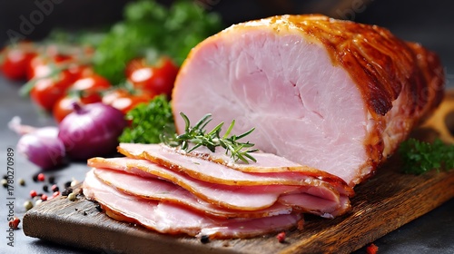 Sliced pork ham for sandwiches smoked meat