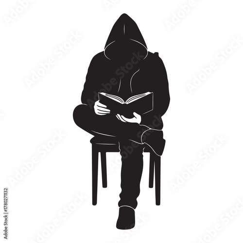 Man reading book isolated on white background