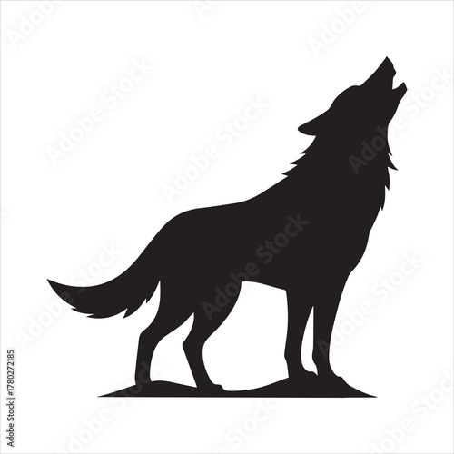 wolf howl black silhouette vector, wolf howl icon illustration
